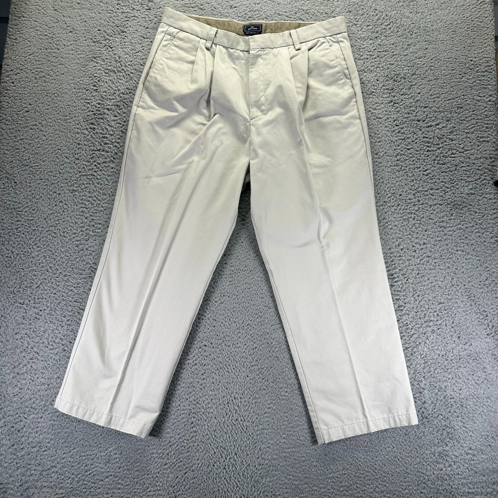 Dockers D4 Pant Mens 38x29 Beige Cotton Khakis Straight Pleated Relaxed Workwear